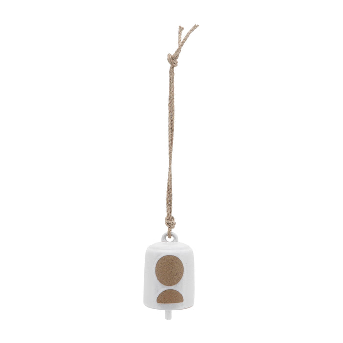 Ceramic 4" Hanging Bell Circles - White/Beige