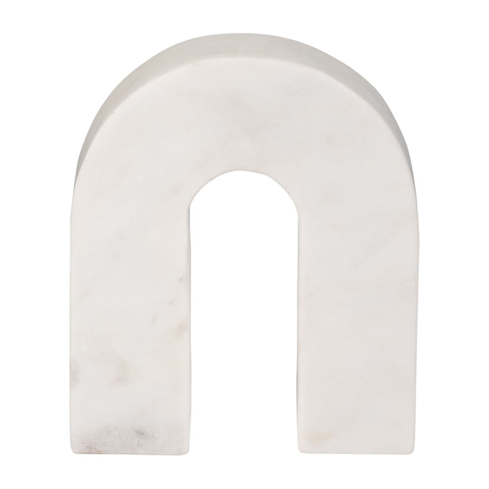 Marble 6" Horseshoe Tabletop Deco - White