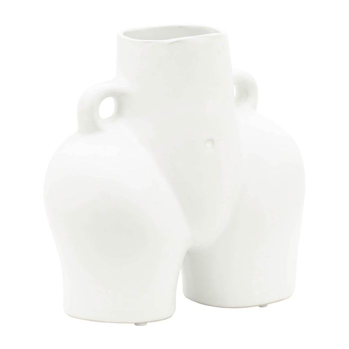 Ceramic Half Body Vase 7" - White