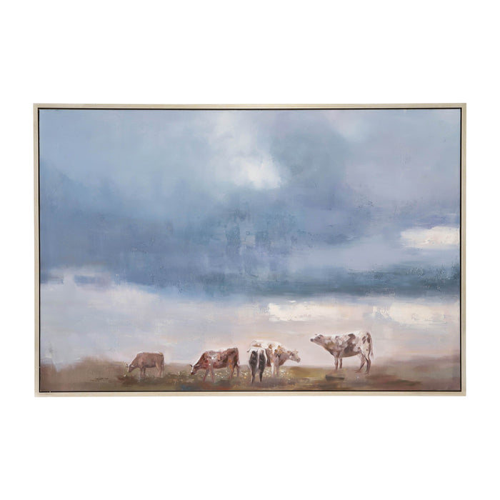 Framed Hand Painted Farm Canvas 62 x 42" - Multi