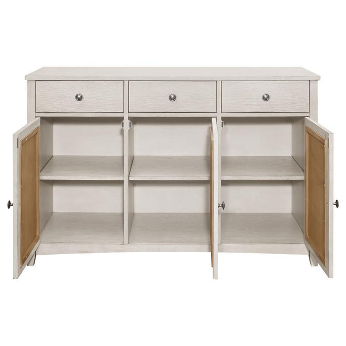 Kirby - 3-Drawer Rectangular Server With Adjustable Shelves - Natural and Rustic Off White