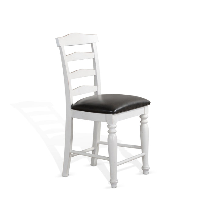 Carriage House - Ladderback Barstool With Cushion Seat - White / Black