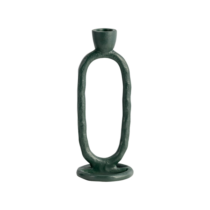 Metal 8" Open Oval Taper Candleholder - Dark Green