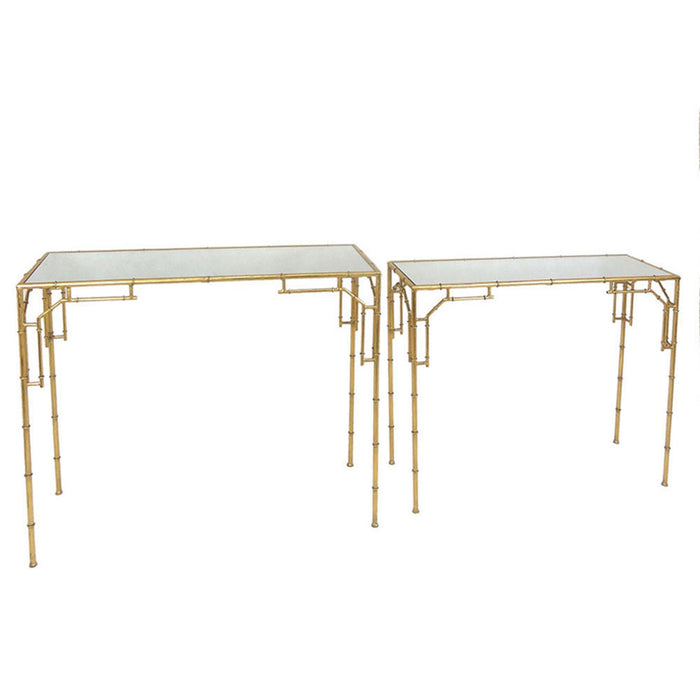 Metal Console Tables Mirror (Set of 2) - Gold