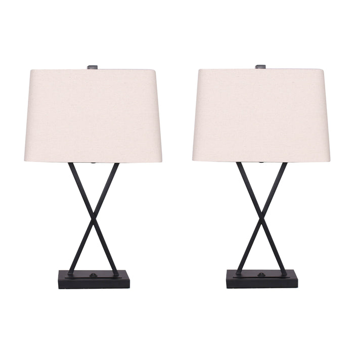 Metal X Bar Accent Table Lamps 25" (Set of 2) - Black