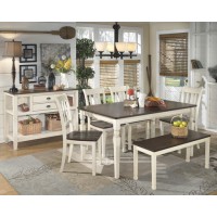 Whitesburg Rectangular Dining Room Table & 4 Side Chairs and Bench
