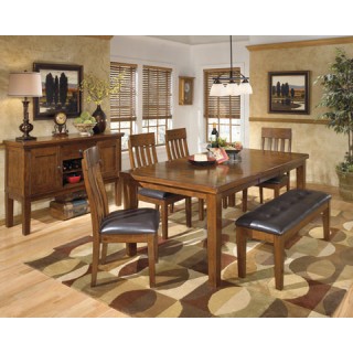 Ralene RECT DRM Butterfly EXT Table, 4 Upholstered Chairs & Large UPH Dining Room Bench