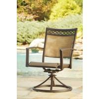 Carmadelia - Tan/Brown - Sling Swivel Chair (2/CN)