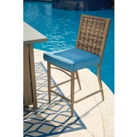 Partanna - Blue/Beige - Barstool with Cushion (4/CN)