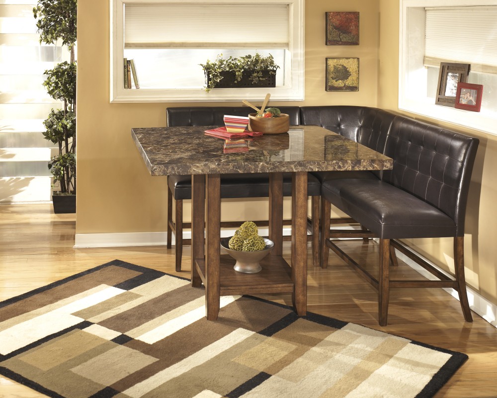 Lacey Pub Table, 2 Double Bar Stools & Corner UPH Stool