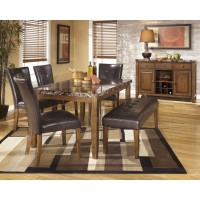 Lacey Rectangular Dining Room Table, 4 UPH Side Chairs & Large UPH Bench